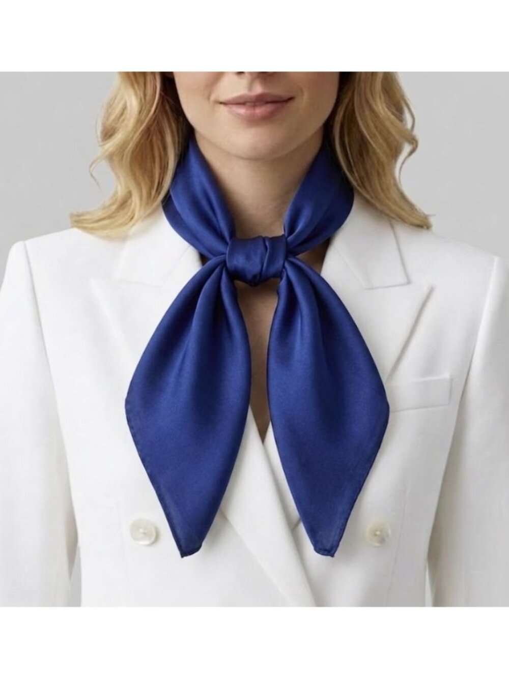 ❤️New Elegant Square Silky Scarf Bandana Blue Navy Hiyab Solid Soft Nautical❤️